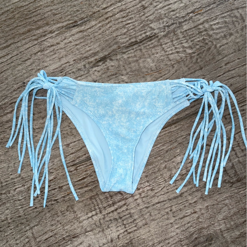 Aerie swim bottom tassel side ties size small *blue & white*